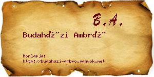Budaházi Ambró névjegykártya